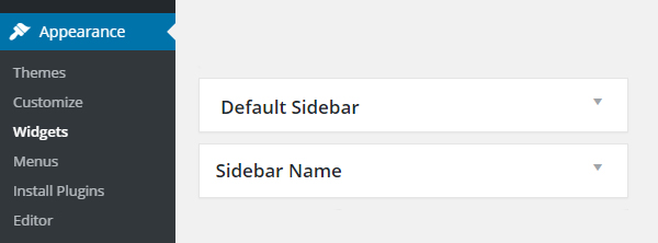 A newly registered widget area listed on the classic WordPress Widgets screen