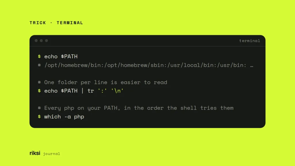 Terminal showing echo $PATH