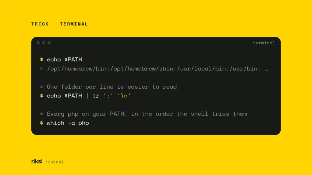 Terminal showing echo $PATH