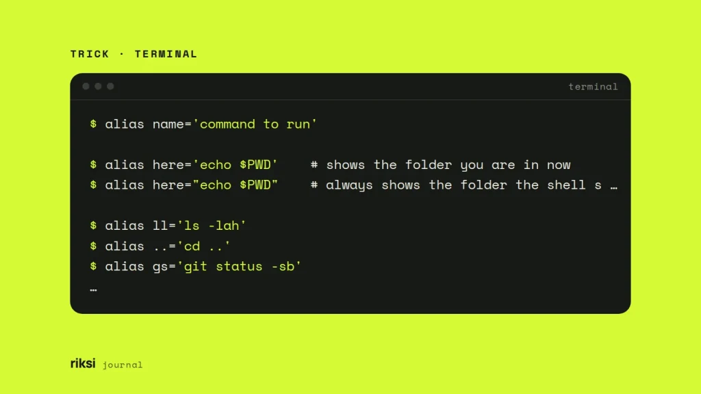 Terminal showing alias name='command to run'