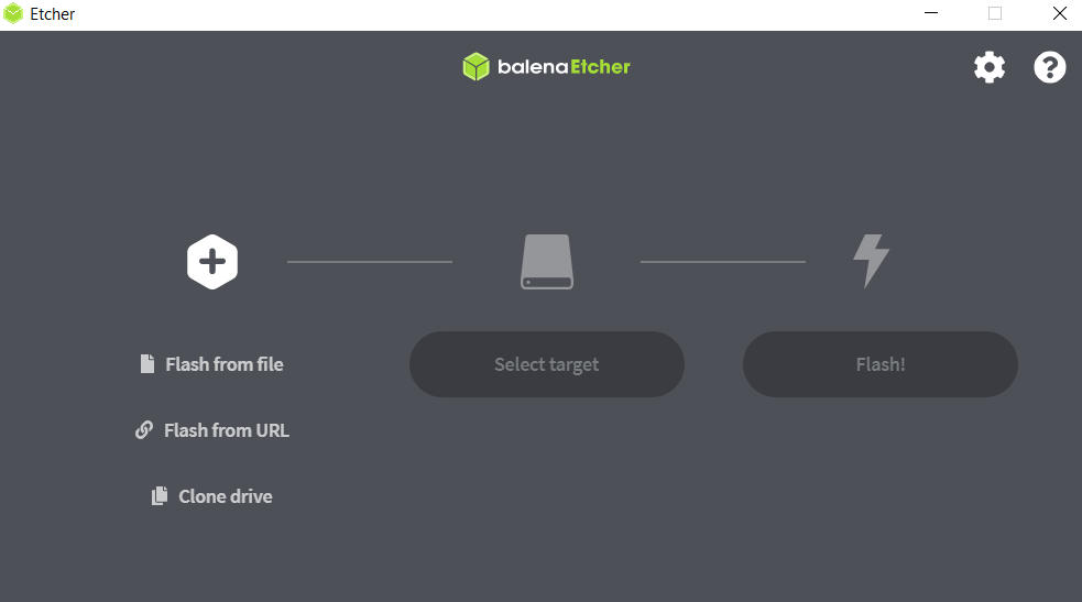 balenaEtcher ready to flash an image to an SD card