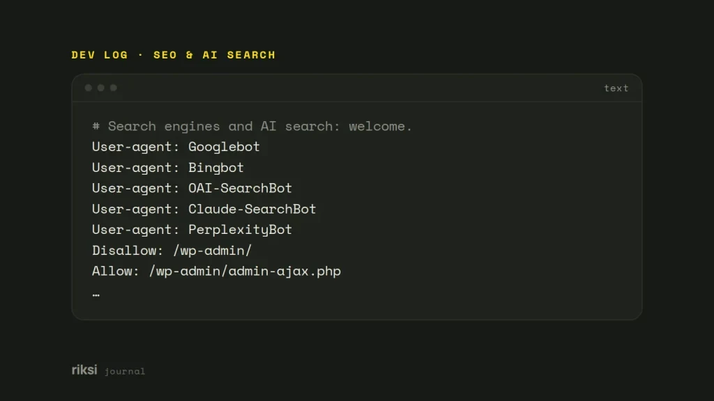 A robots.txt example for search and AI crawlers