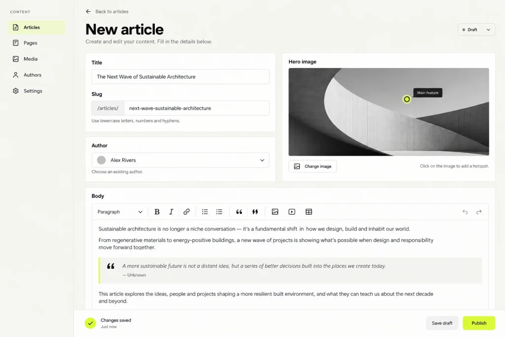 Example Sanity Studio: editing a document