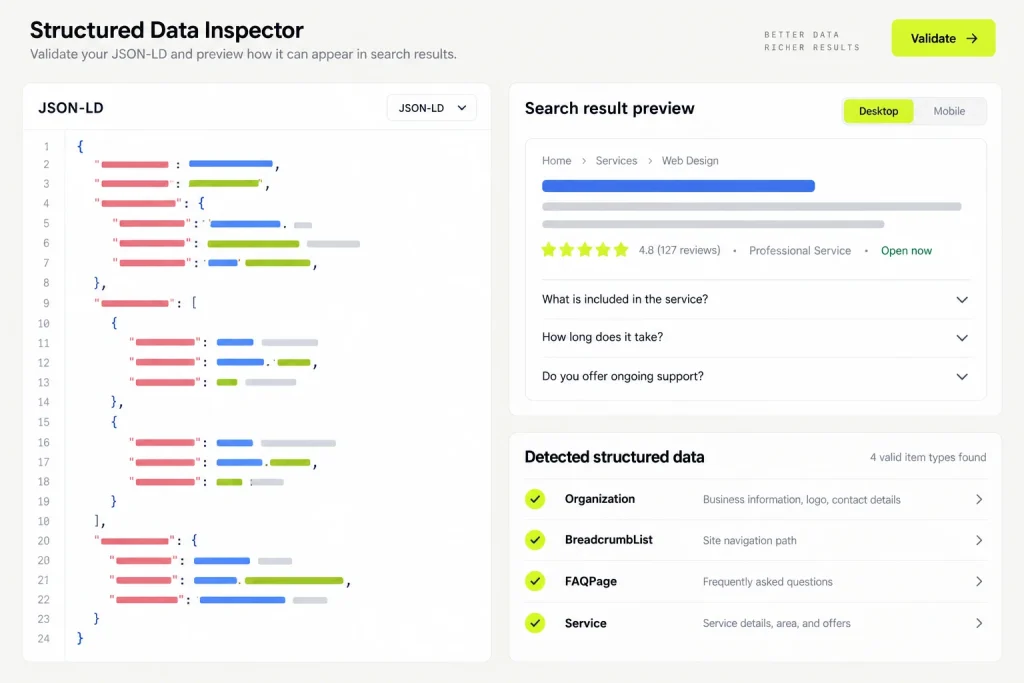 Structured data for a page
