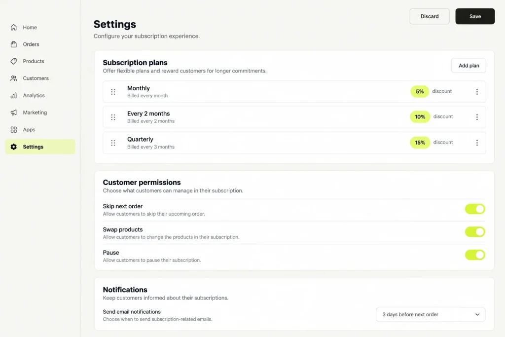 Example Shopify app: the settings screen