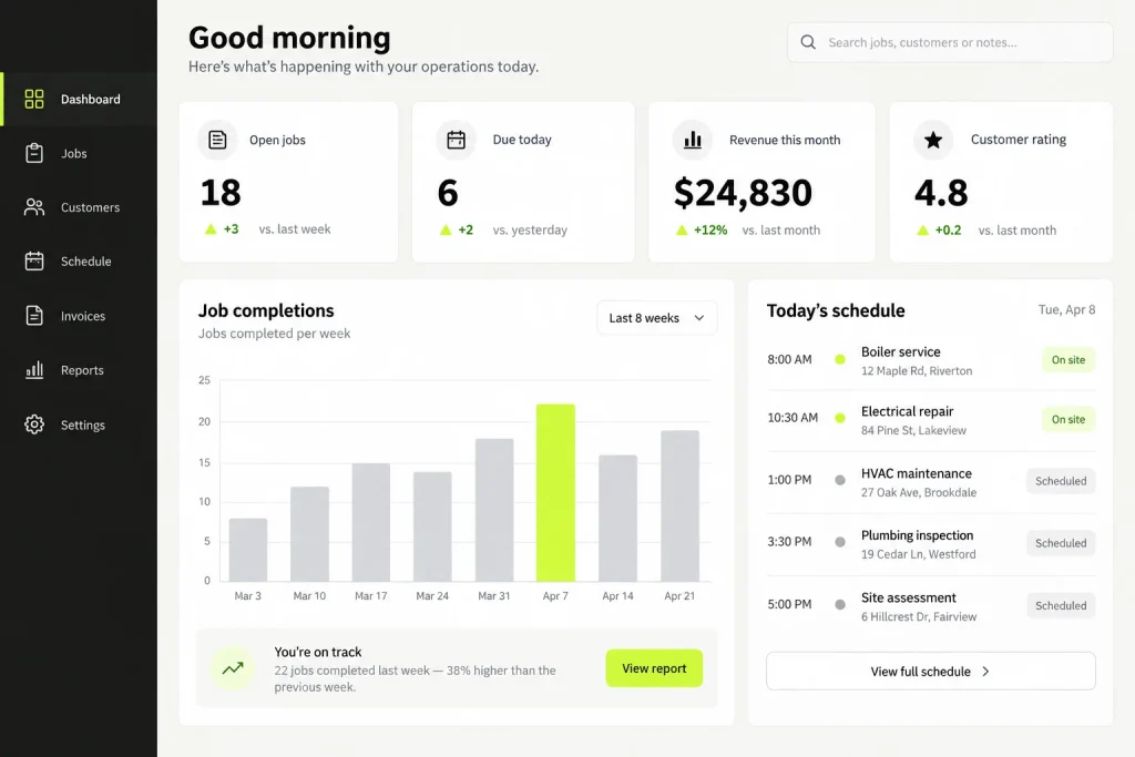 Example web app: the dashboard