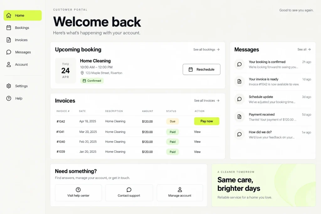 Example web app: the customer portal