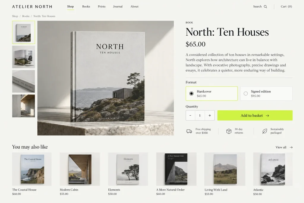 Example WordPress site: the shop