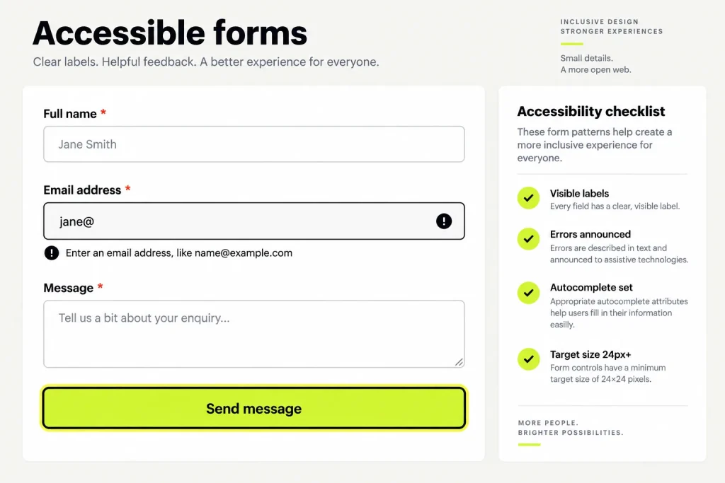 A form with visible labels and a clear error message