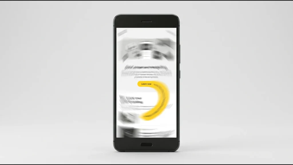 A phone with its website screen smeared and swirling in a dizzy motion blur, while the phone itself stays sharp