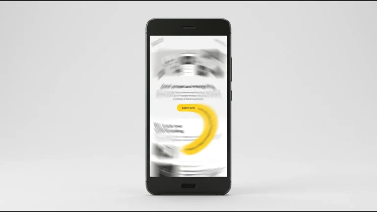 A phone with its website screen smeared and swirling in a dizzy motion blur, while the phone itself stays sharp